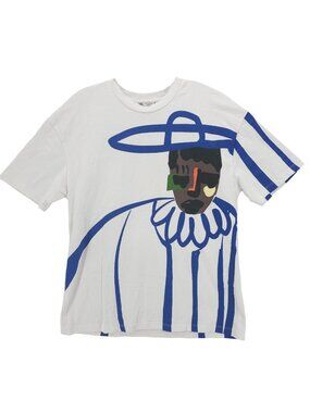 Zara Justine Franco T-Shirt White Graphic Print Art Artistic Men's Size SMALL